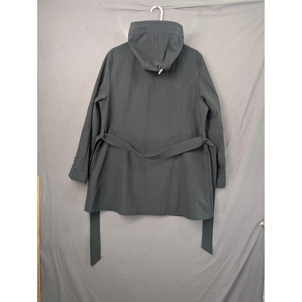 Vince Camuto Womens Black Hooded Softshell Belted Trench Coat V10713 XL